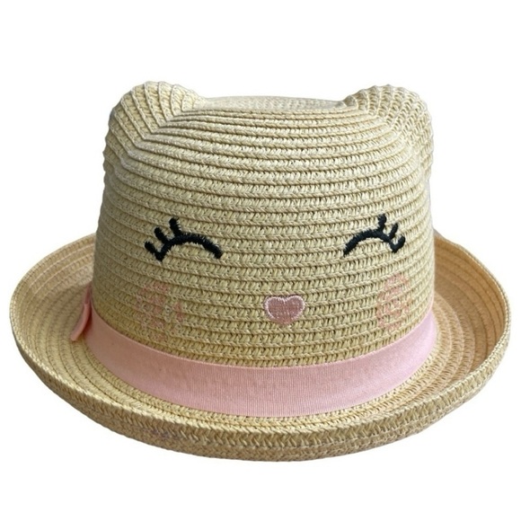 H&M Straw Hat with Ears β Natural | Kids Size 4β6Y | Cute Cat Face Summer Hat - Picture 2 of 11